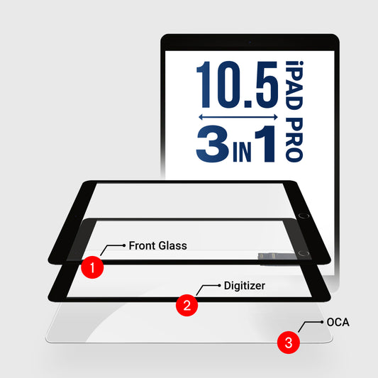 iPad Pro 10.5"/Air 3 (3in1) Glass + Digitizer With OCA Pre-Installed (Black)