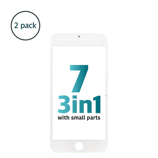 iPhone 7 (3in1) Glass + Frame + OCA with Small Parts (White)