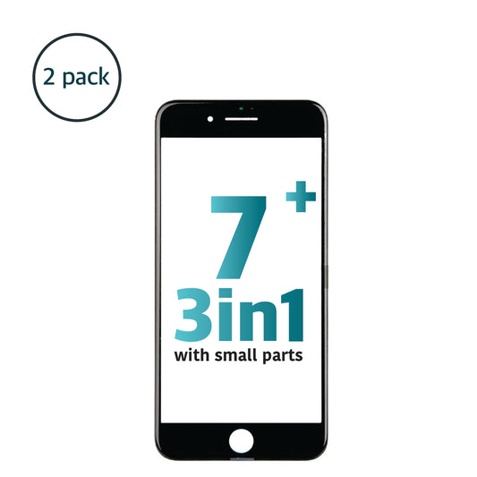 iPhone 7 Plus (3in1) Glass + Frame + OCA with Small Parts (Black)