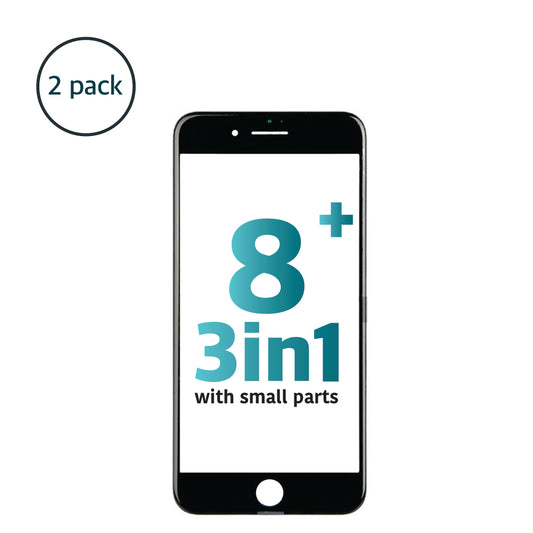 iPhone 8 Plus (3in1) Glass + Frame + OCA with Small Parts (Black)