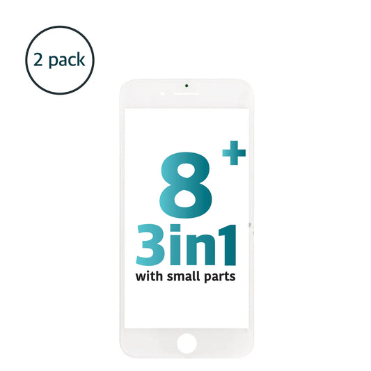 iPhone 8 Plus (3in1) Glass + Frame + OCA with Small Parts (White)