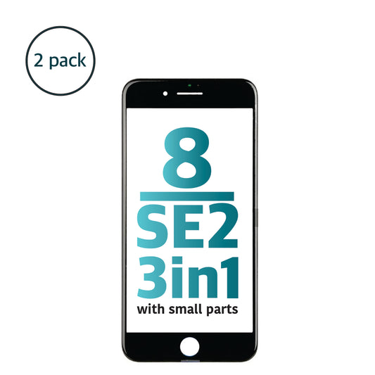 iPhone 8/SE2/SE3 (3in1) Glass + Frame + OCA with Small Parts (Black)