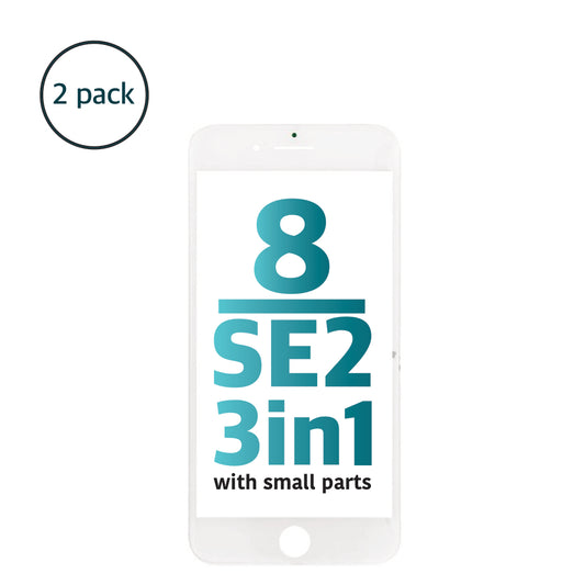 iPhone 8/SE2 (3in1) Glass + Frame + OCA with Small Parts (White)