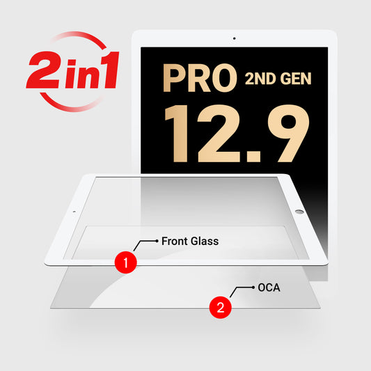iPad Pro 12.9" 2nd Generation (2in1) Glass + OCA (White) (Premium)
