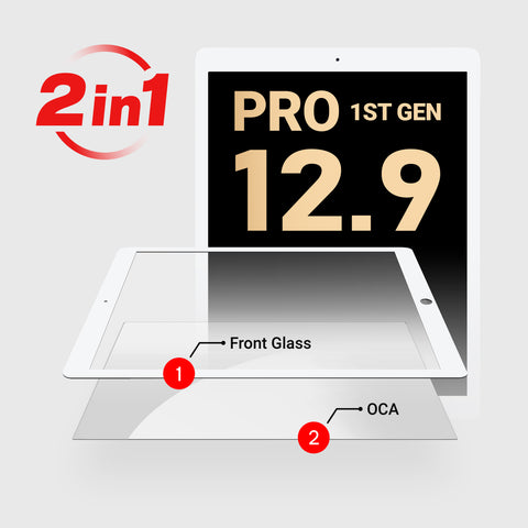 iPad Pro 12.9" 1st 2018 Generation (2in1) Glass + OCA Pre_Installed (White) (Premium)