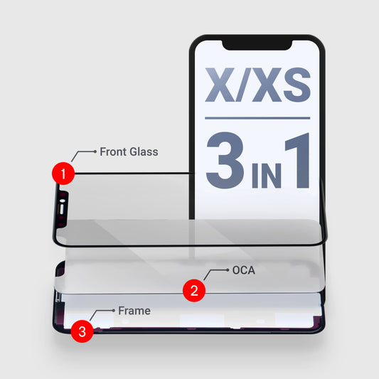 iPhone X/XS (3in1) Glass + OCA + Frame With Adhesive Pre-Installed