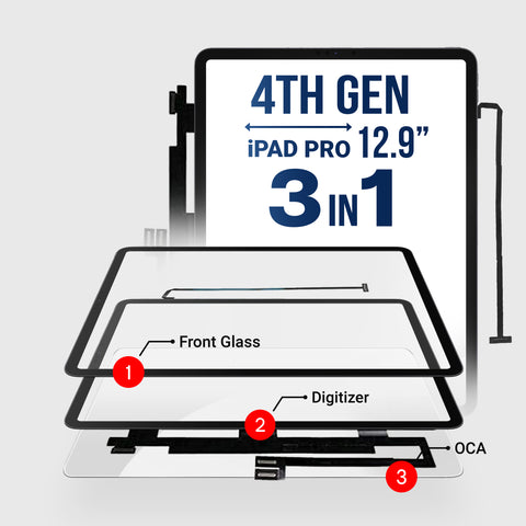 iPad Pro 12.9" 3rd/4th Generation (3in1) Glass + Digitizer With OCA Pre-Installed