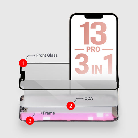iPhone 13 Pro (3in1) Glass + OCA + Frame With Adhesive Pre-Installed
