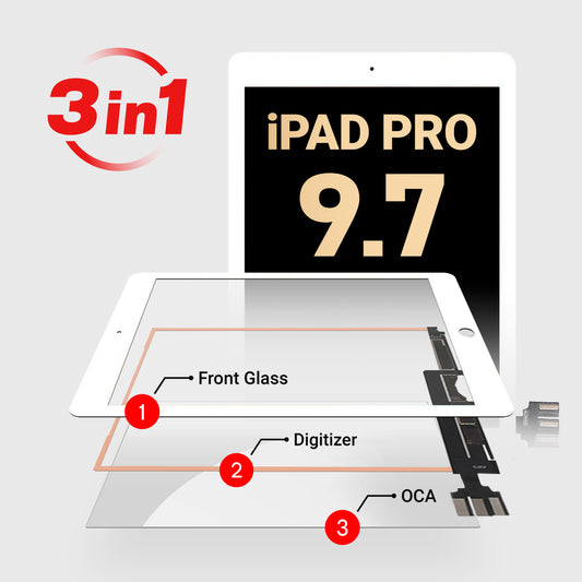 iPad Pro 9.7" (3in1) Glass + Digitizer With OCA Pre-Installed (White) (Premium)