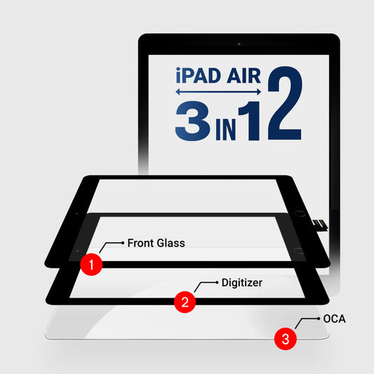 iPad Air 2 (3in1) Glass + Digitizer With OCA Pre-Installed (Black)