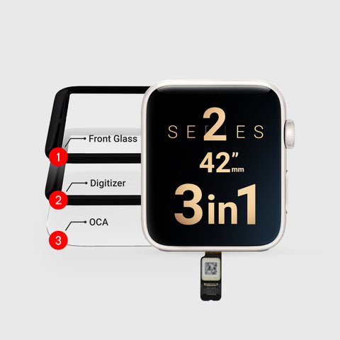 Apple Watch Series 2/3 (3in1) Glass + Digitizer with OCA Pre-Installed 42MM (Premium)