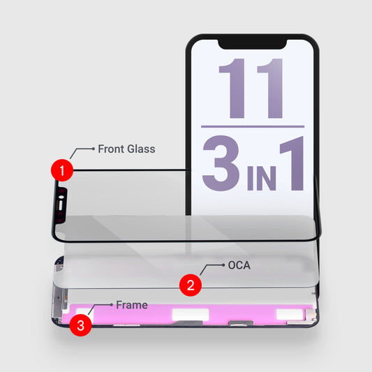 iPhone 11 (3in1) (Glass + OCA + Frame with Ear Mesh)