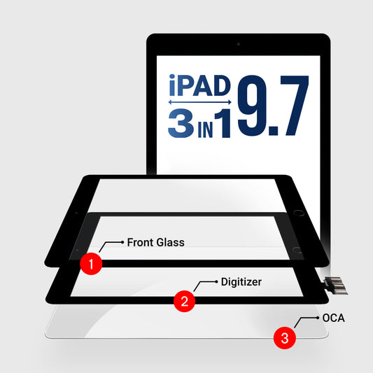 iPad Pro 9.7" (3in1) Glass + Digitizer With OCA Pre-Installed (Black) (Premium)