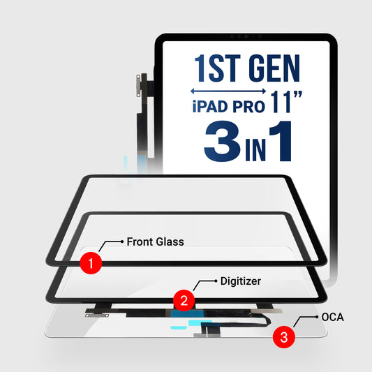 iPad Pro 11" 1st/2nd Generation (3in1) Glass + Digitizer with OCA Pre-Installed (Premium)
