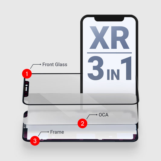 iPhone XR Glass 3in1 (Glass + OCA + Frame with Ear Mesh) (Pack of 2)