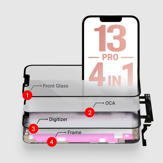 iPhone 13 Pro (4in1) Glass + OCA + Digitizer (NO IC) + Frame With Adhesive Pre-Installed