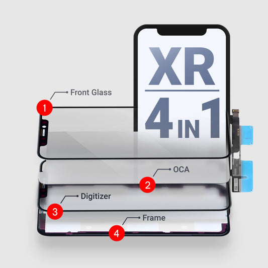 iPhone XR Glass 4in1 (Glass + Frame + Digitizer + OCA with Ear Mesh)