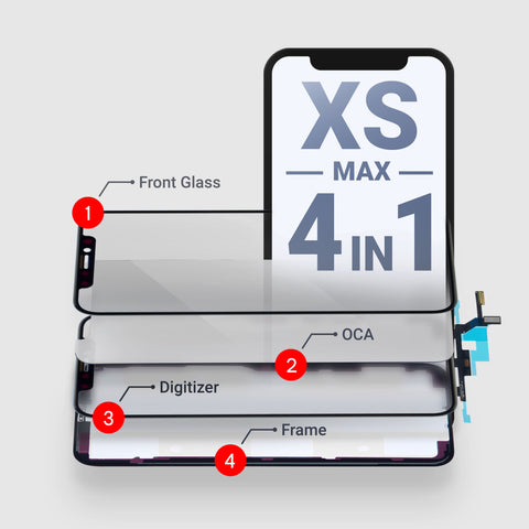 iPhone XS MAX (4in1)  (Glass + OCA + Digitizer + OCA + Ear Mesh) Original Flex