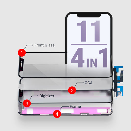iPhone 11 Glass (4in1) (Glass + Digitizer + Frame + OCA)